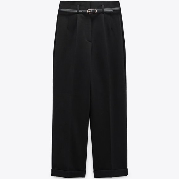 Zara BELTED TAPERED PANTS - Picture 1 of 3